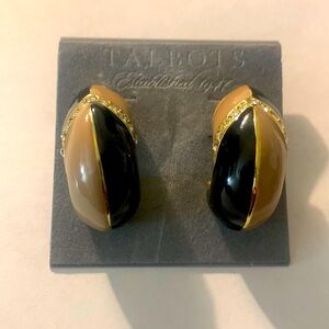 Talbot earrings pierced taupe, black, two-tone rhinestones